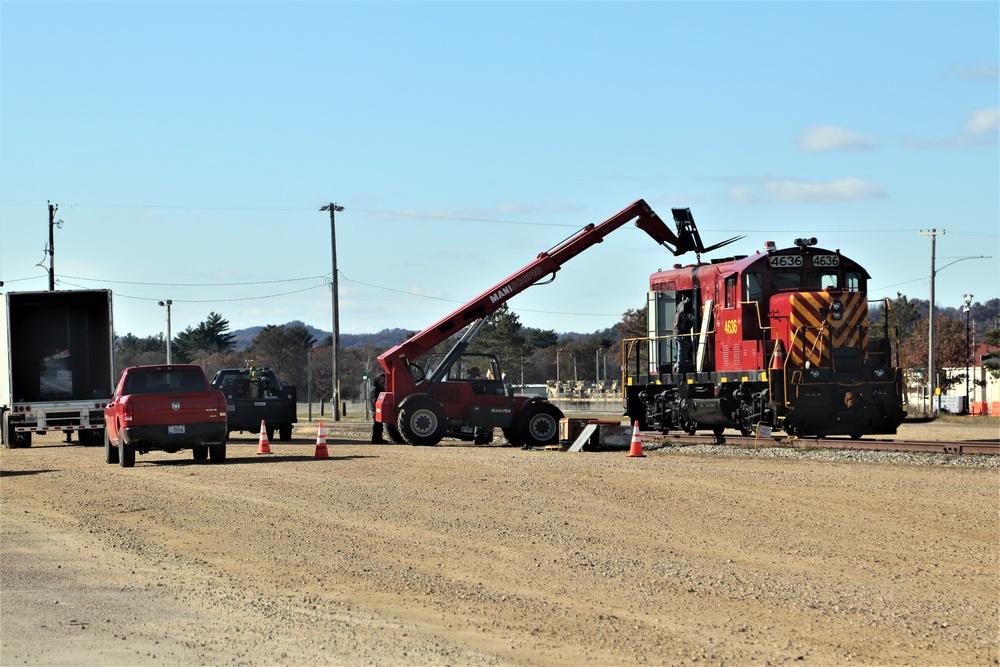 Maintenance personnel repair Fort McCoy locomotive, return it to service in time for rail offload