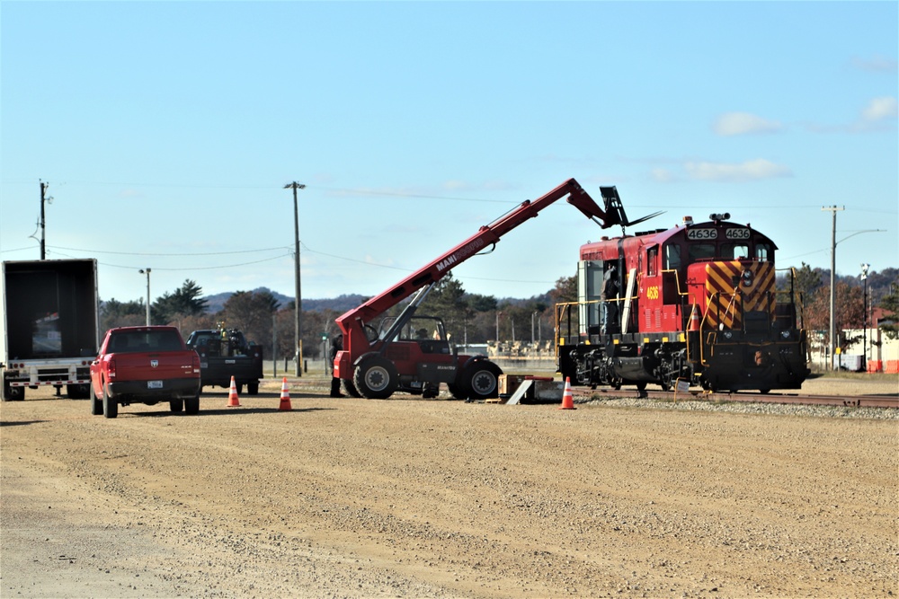 Maintenance personnel repair Fort McCoy locomotive, return it to service in time for rail offload