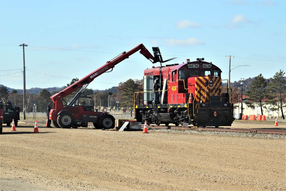 Maintenance personnel repair Fort McCoy locomotive, return it to service in time for rail offload