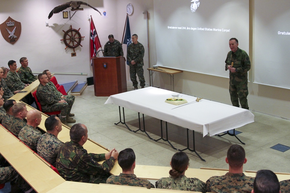 2nd MEB, ESG 2 celebrate 244th Marine Corps Birthday in Norway's High North
