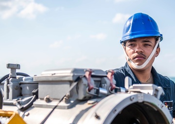 A Sailor Aboard USS Milius (DDG 69) Tests a Mark 32 Surface Vessel Torpedo Tube