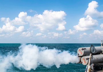 A Sailor Aboard USS Milius (DDG 69) Tests a Mark 32 Surface Vessel Torpedo Tube
