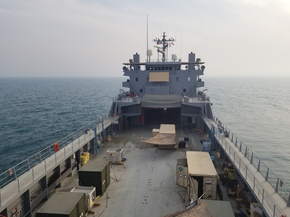 The Army Logistic Support Vessel-5 cargo storage deck area view
