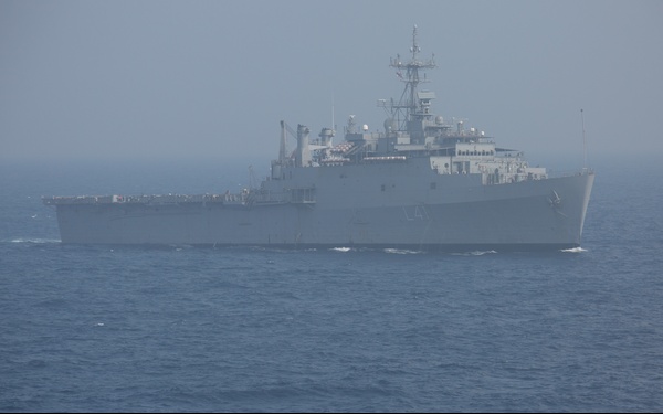 Indian Navy UH-3H Sea King Helicopter land on USS Germantown during exercise Tiger TRIUMPH