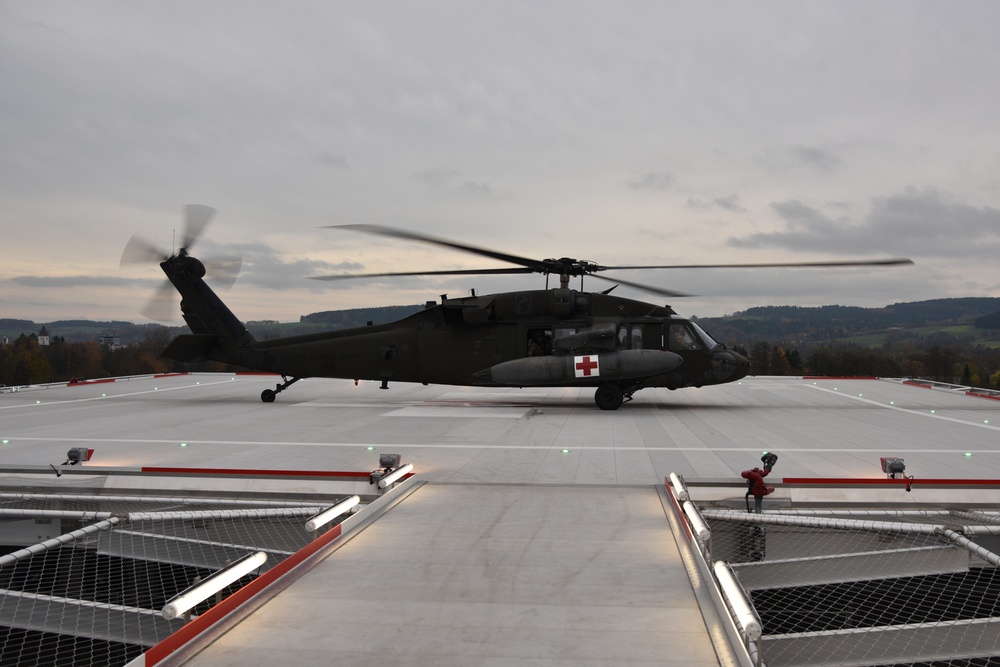 214th Aviation Regiment's inaugural landing at Weiden Hospital's new helipad