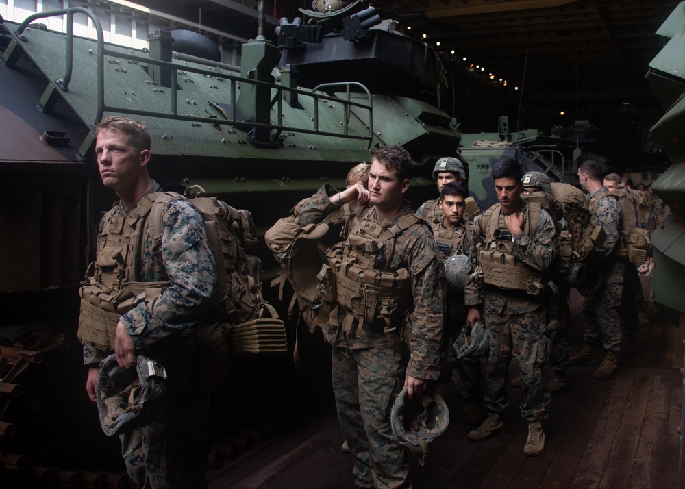 U.S. Marines participate in AAV Drills during exercise Tiger TRIUMPH
