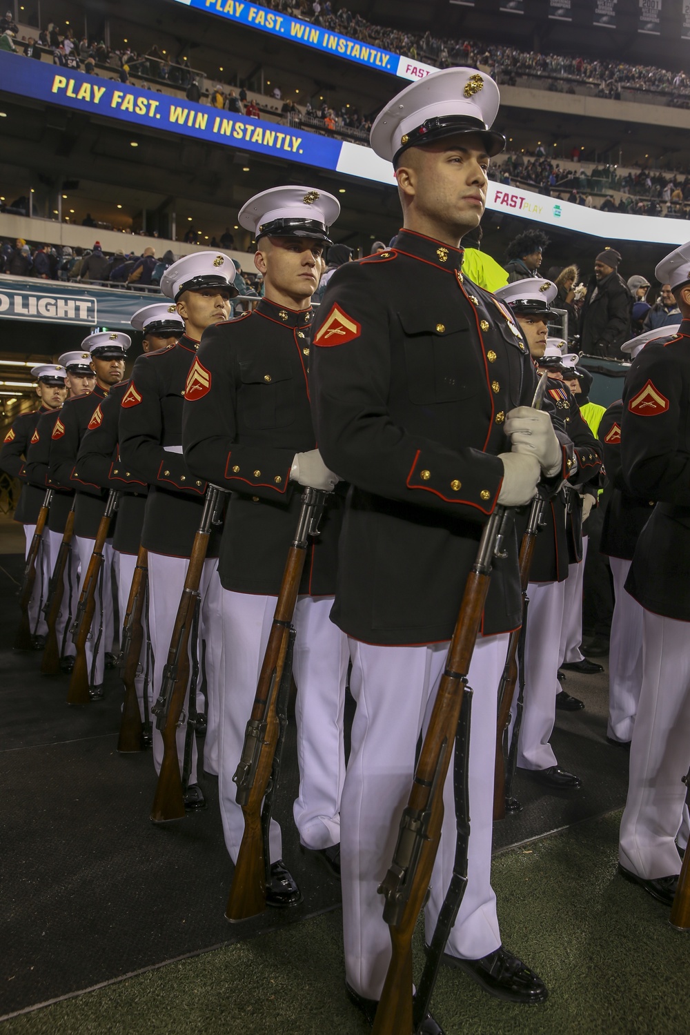 Silent Drill Platoon Performs During Philadelphia Eagles Half Time Show