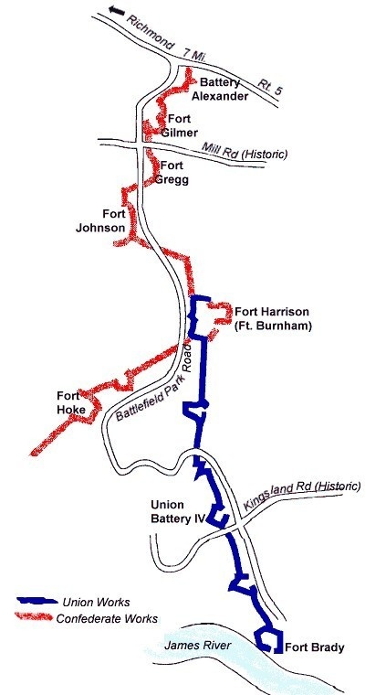 Civil War, Battle of Chaffin's Farm map