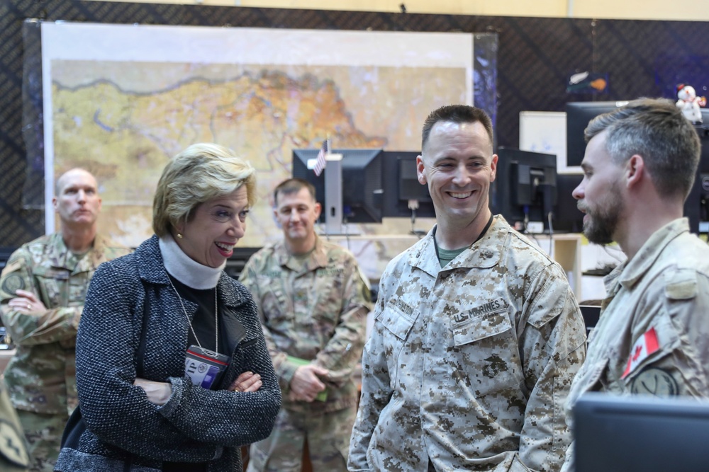 Under Secretary of Defense for Acquisition and Sustainment, Ellen M. Lord meets with key staff in Iraq