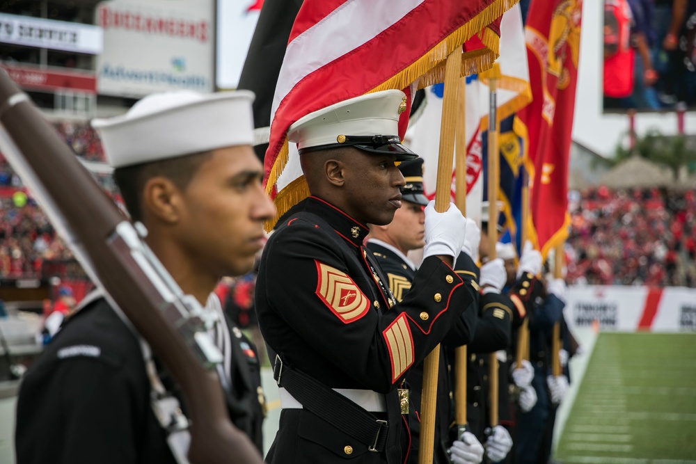 USCENTCOM commander delivers Oath of Enlistment during Buccaneers game