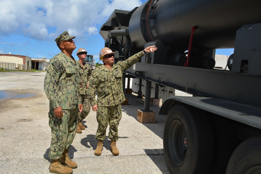 Force Master Chief Delbert Terrell Jr., NAVFAC, visits U.S. Navy Seabees deployed with NMCB-5’s Detail Guam