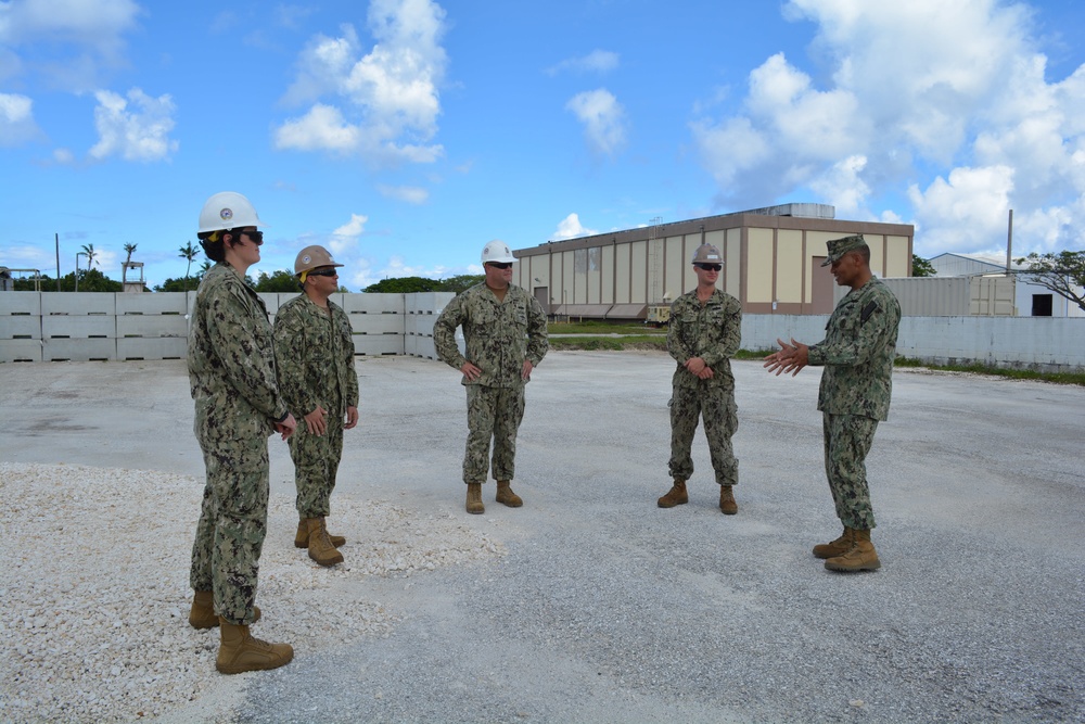 Force Master Chief Delbert Terrell Jr., NAVFAC, visits U.S. Navy Seabees deployed with NMCB-5’s Detail Guam