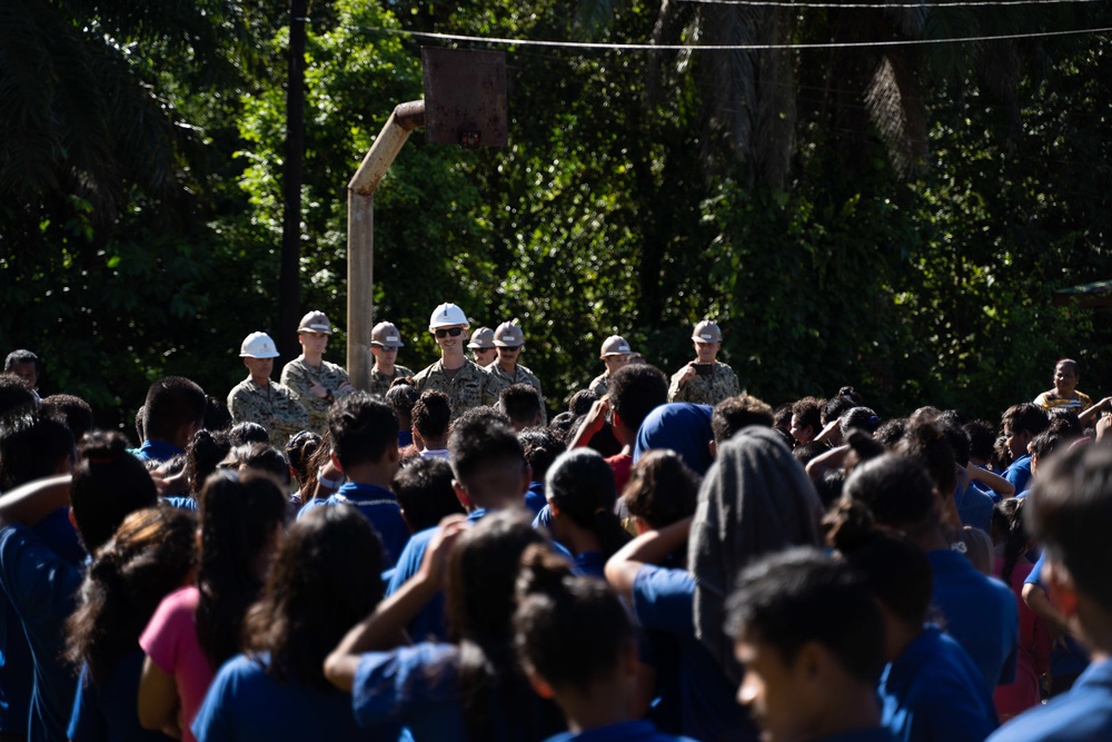 U.S. Navy Seabees deployed with NMCB-5’s Detail Pohnpei attend Pehleng Elementary Opening Ceremony