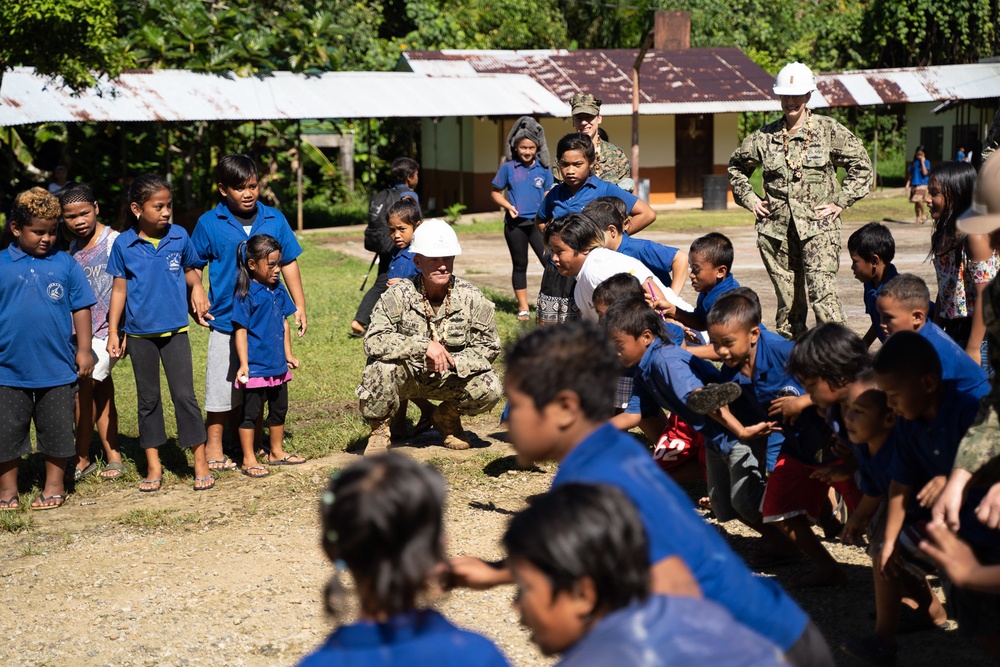 U.S. Navy Seabees deployed with NMCB-5’s Detail Pohnpei attend Pehleng Elementary Opening Ceremony