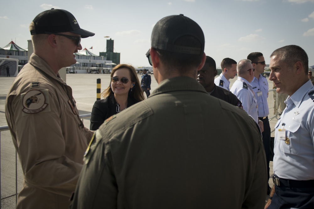 Department Under Secretary of Air Force, International Affairs, tours military aircraft during DAS