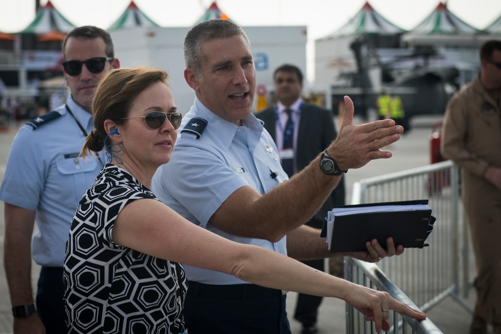 Department Under Secretary of Air Force, International Affairs, tours military aircraft during DAS