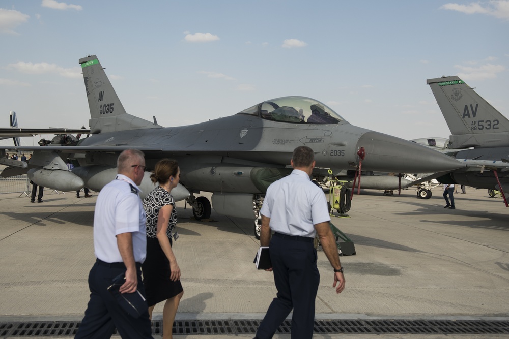 Department Under Secretary of Air Force, International Affairs, tours military aircraft during DAS