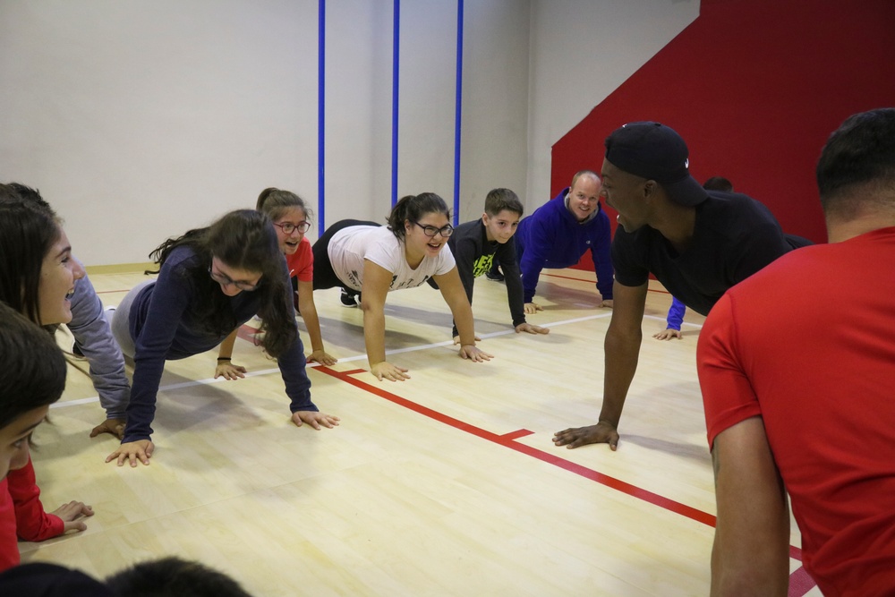 U.S. Marines Assist with Physical Education