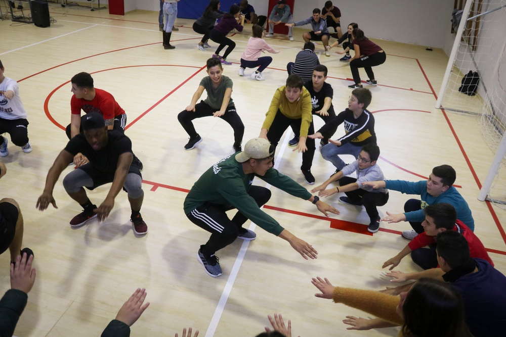 U.S. Marines Assist with Physical Education