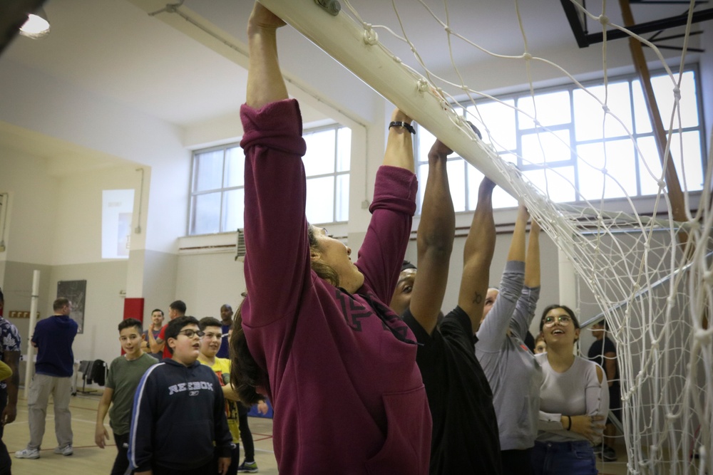 U.S. Marines Assist with Physical Education