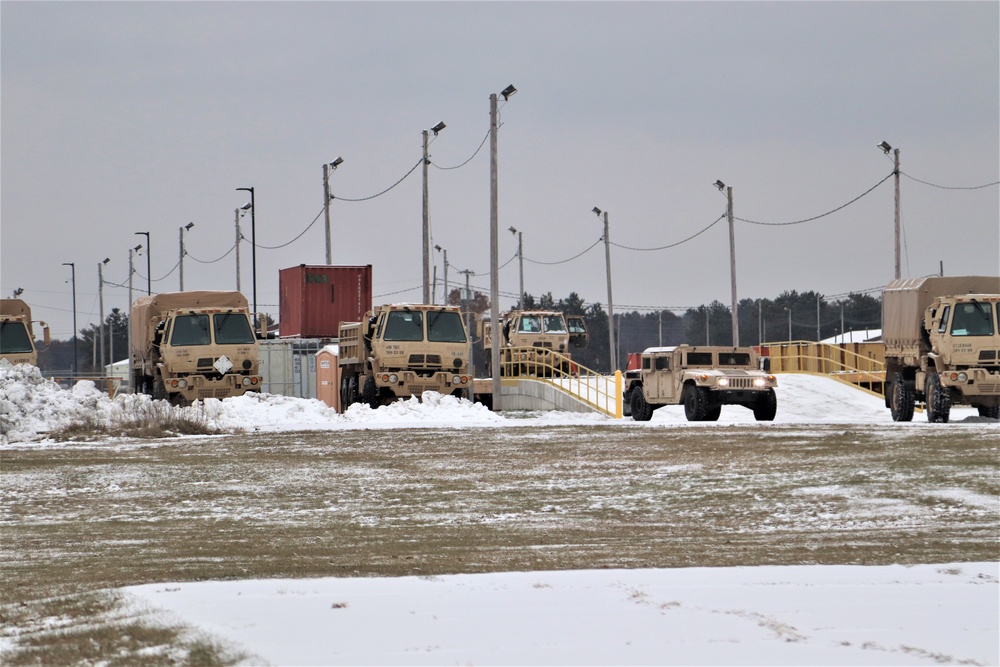 Engineer company Soldiers unload vehicles, equipment from railcars following 2019 Operation Resolute Castle deployment