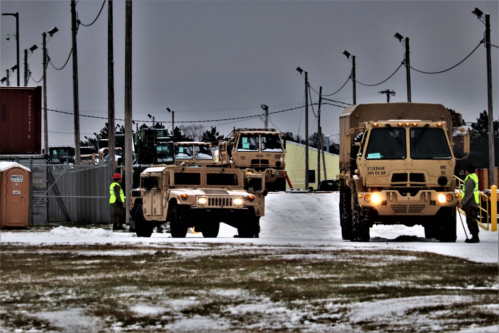 Engineer company Soldiers unload vehicles, equipment from railcars following 2019 Operation Resolute Castle deployment