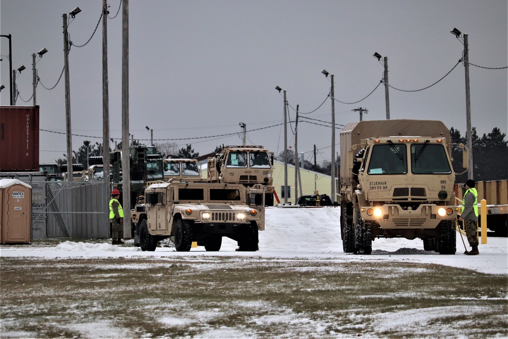 Engineer company Soldiers unload vehicles, equipment from railcars following 2019 Operation Resolute Castle deployment
