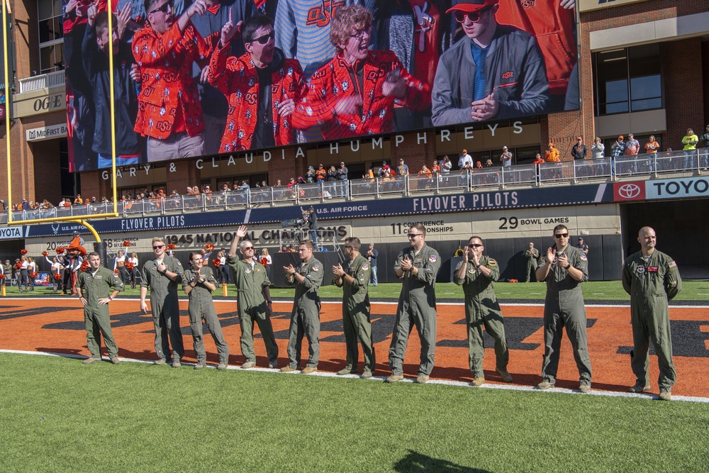 Vance AFB Performs Flyover For OSU Football Game