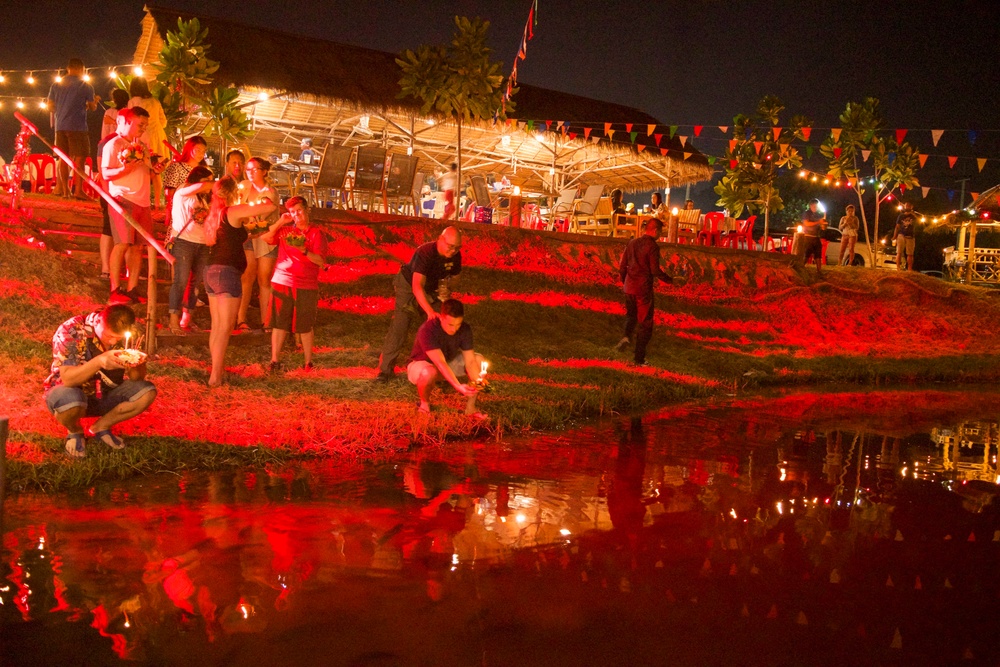 U.S. Navy Seabees deployed with NMCB-5’s Detail Thailand participate in Loi Krathong