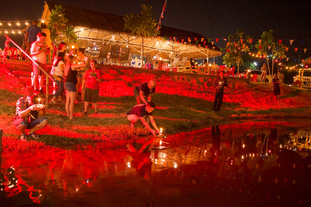 U.S. Navy Seabees deployed with NMCB-5’s Detail Thailand participate in Loi Krathong