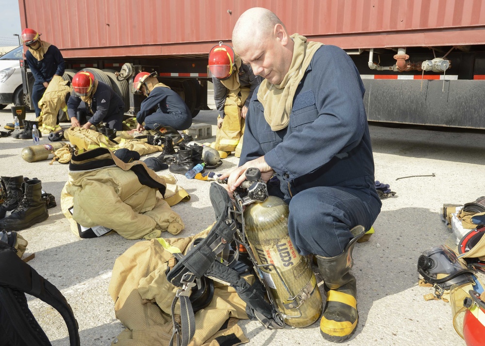 Shipboard Firefighter Training at Naval Support Activity (NSA) Bahrain