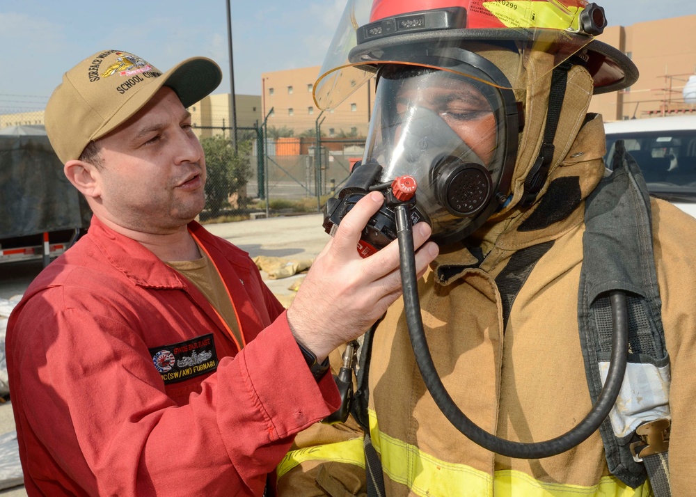 Shipboard Firefighter Training at Naval Support Activity (NSA) Bahrain