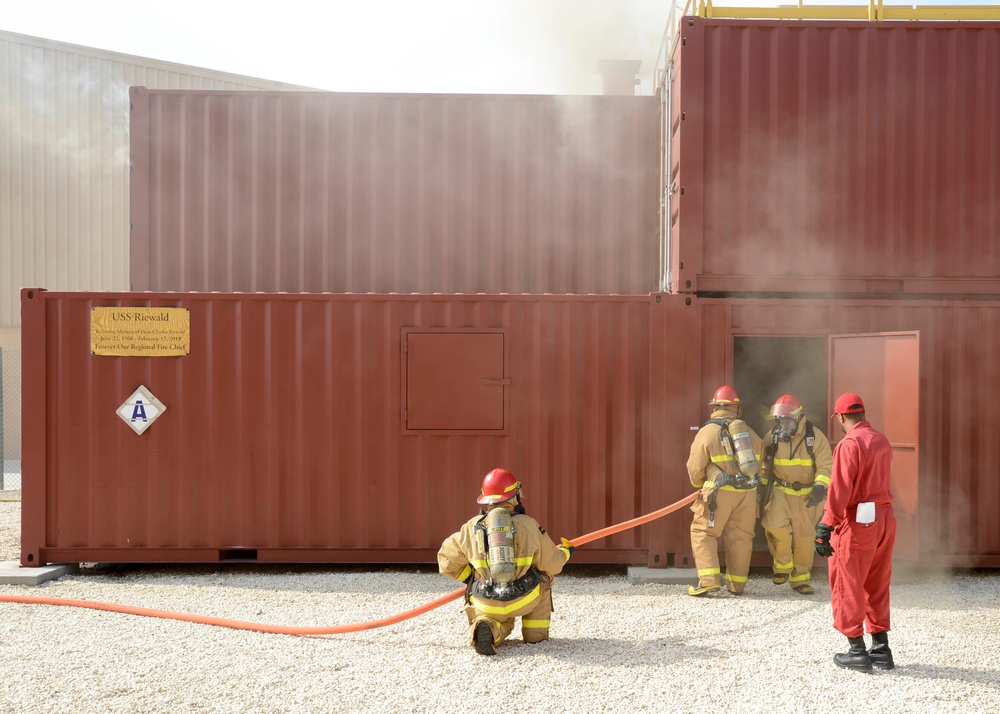 Shipboard Firefighter Training at Naval Support Activity (NSA) Bahrain