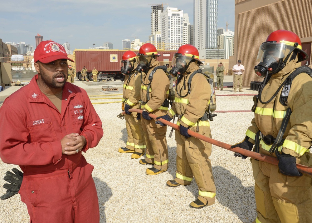 Shipboard Firefighter Training at Naval Support Activity (NSA) Bahrain