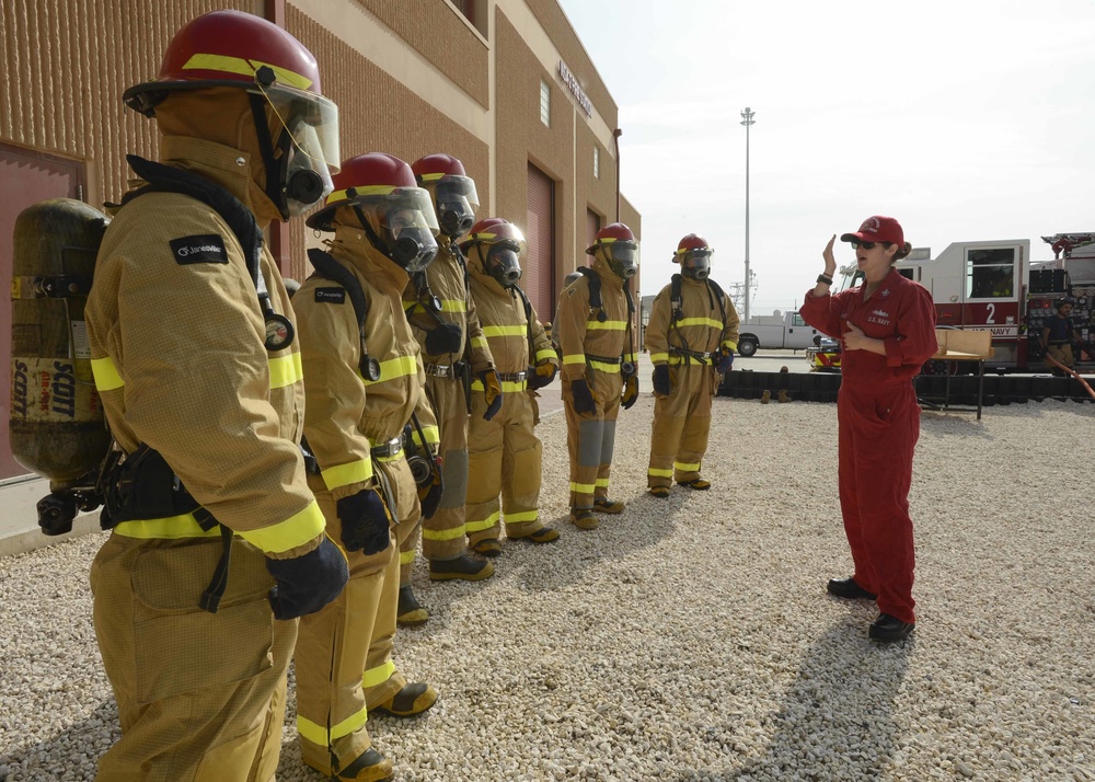 Shipboard Firefighter Training at Naval Support Activity (NSA) Bahrain