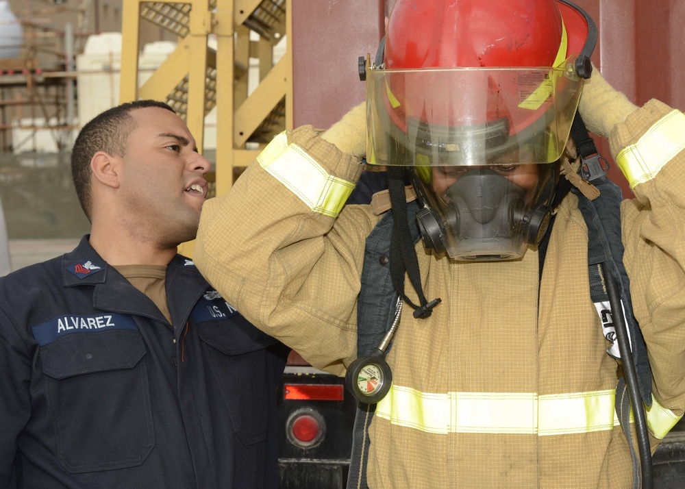 Shipboard Firefighter Training at Naval Support Activity (NSA) Bahrain