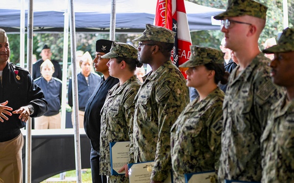 Bonhomme Richard Sailors Conduct Change of Command Ceremony