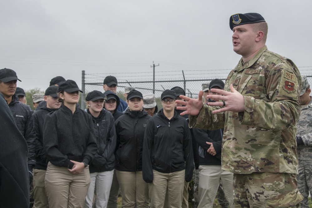 Texas Christian University ROTC cadets tour Joint Base San Antonio-Randolph.