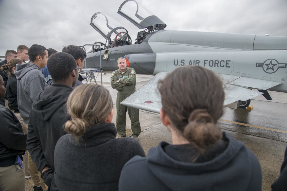 Texas Christian University ROTC cadets tour Joint Base San Antonio-Randolph.