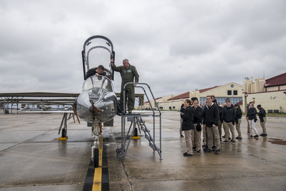 Texas Christian University ROTC cadets tour Joint Base San Antonio-Randolph.