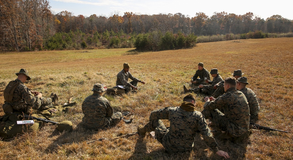 Marines with Bravo Company participate in a field exercise