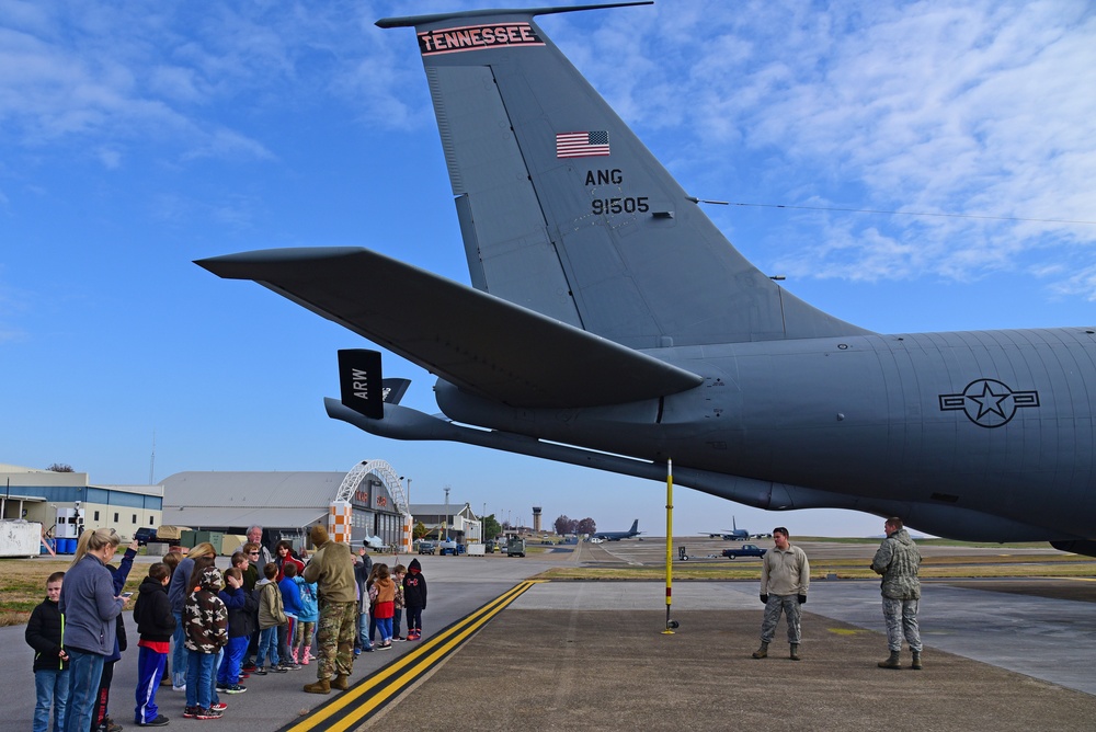 Airmen Visit with local students during base tour