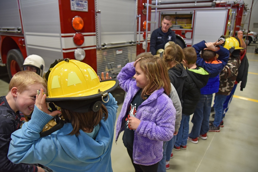 Airmen Visit with local students during base tour