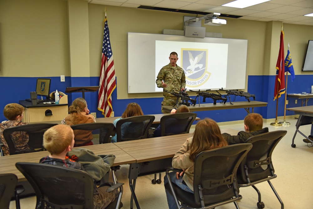 Airmen Visit with local students during base tour