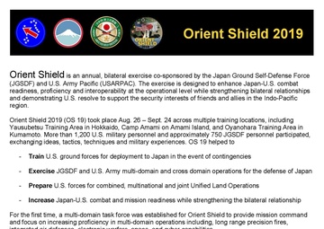 Orient Shield/Cyber Blitz Factsheet