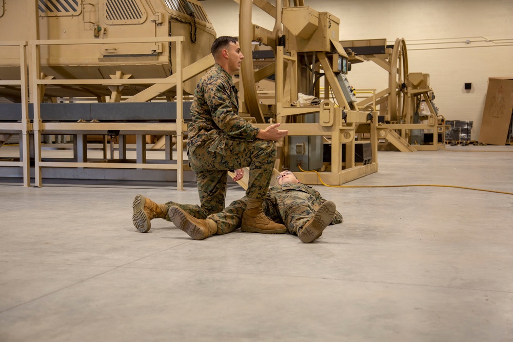 Camp Lejeune Marines take spin in egress trainer