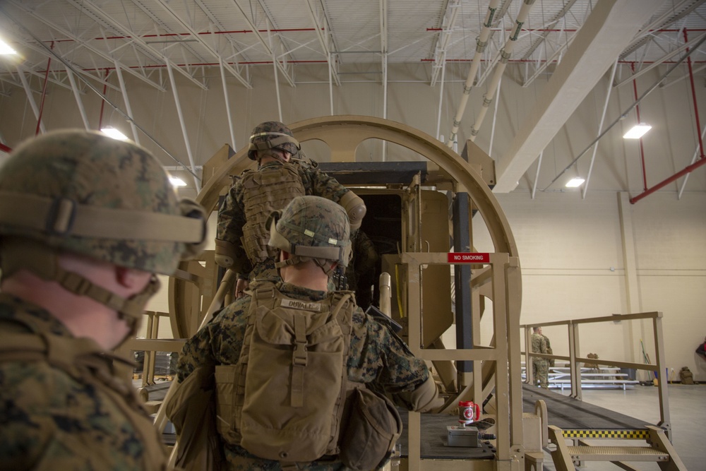 Camp Lejeune Marines take spin in egress trainer