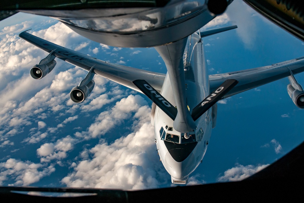Rickenbacker KC-135s train with NATO AWACS aircraft