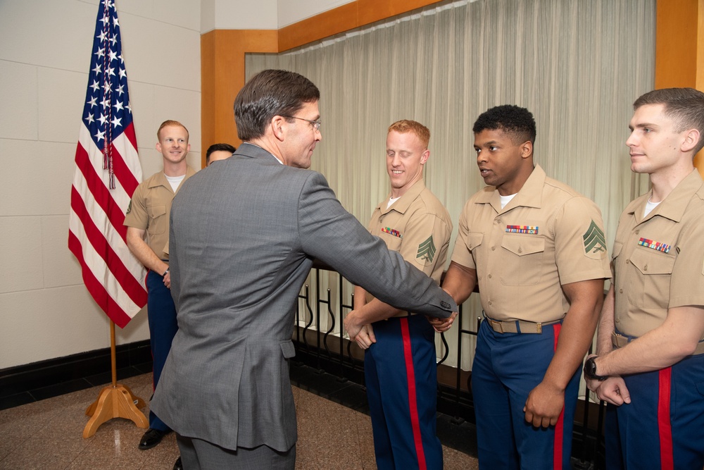 SecDef Esper Meets U.S. Embassy Service Members