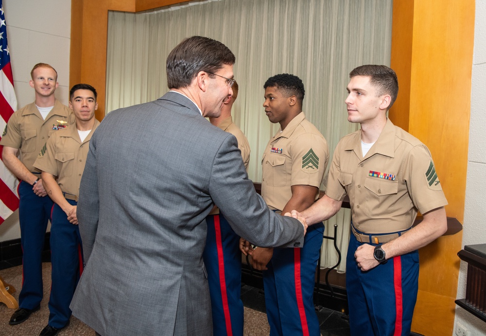 SecDef Esper Meets U.S. Embassy Service Members